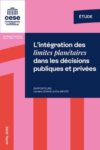 Couverture du rapport L’Intégration des limites planétaires dans les décisions publiques et privées de Caroline Donge et Éric Meyer.